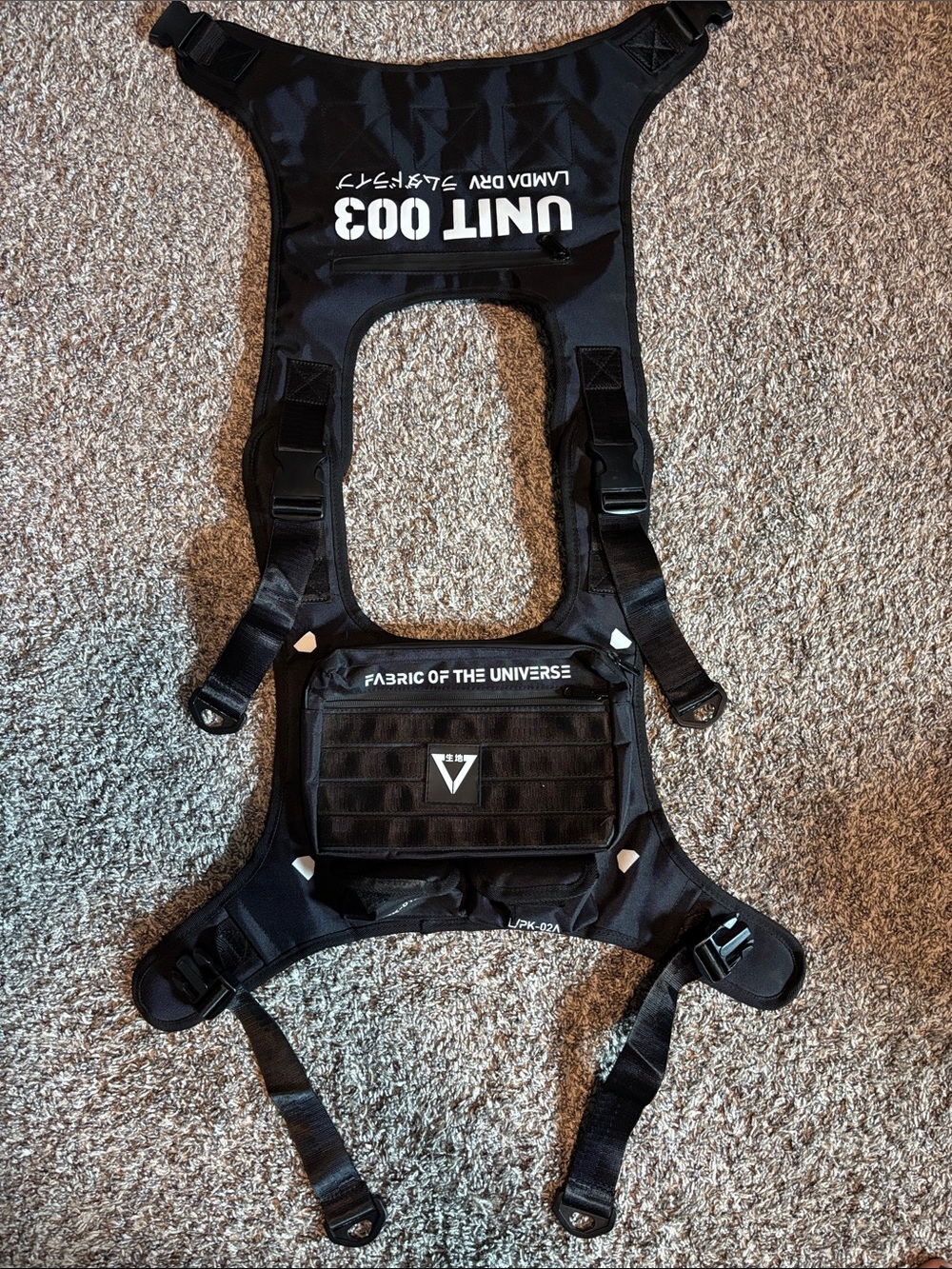Fabric of the universe UNIT 003 tech wear Black Tactical Chest Rig Vest